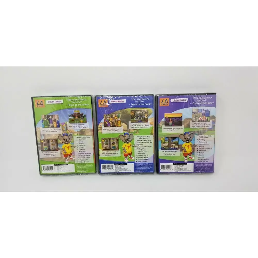 3 VTG Charlie Church Mouse PC CD Games Preschool Kindergarten Elementary NIP